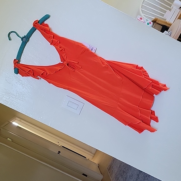 Women's Sleeveless Fit & Flare Dress in Orange - Picture 2 of 7